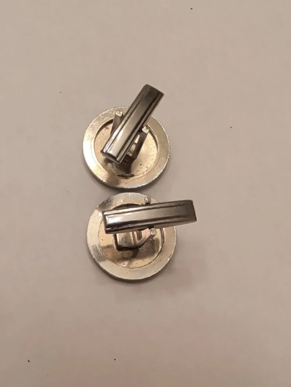 Vintage Silver Tone Round Men's Cuff Links
